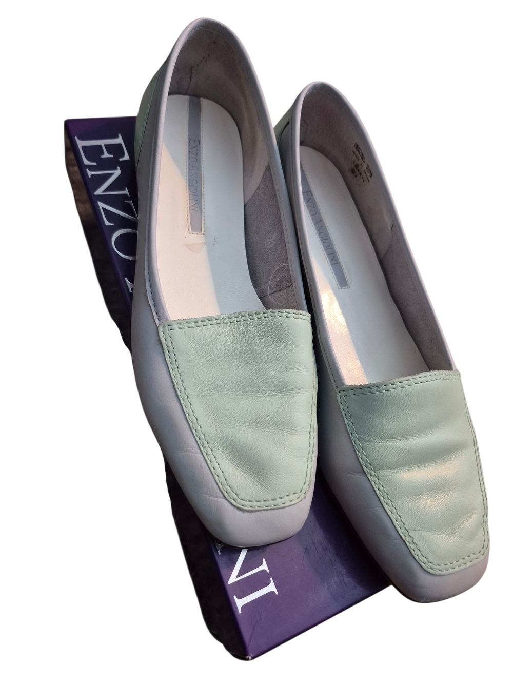 💕VTG Enzo Angiolini Mint Green Leather Loafers for Women -Size 8💕